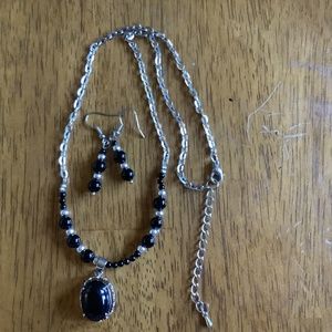 Black Onyx Necklace Earring Set